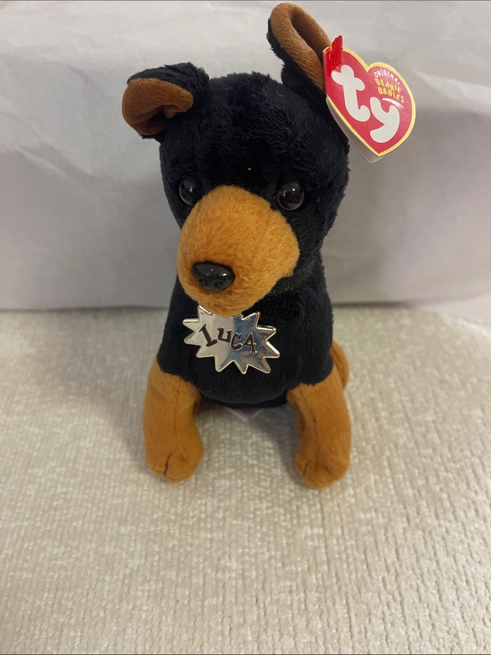 Luca the dog beanie baby
